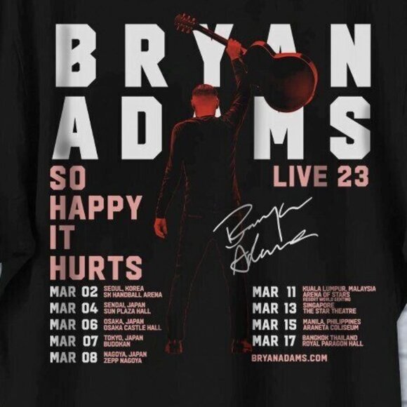 Bryan Adams So Happy It Hurts 2023 Tour T-Shirt 2 Sided Concert Tee 05 - Picture 3 of 6